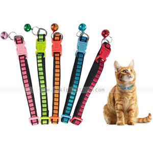 Adjustable Nylon Cat Collar with Bell – Safety Buckle