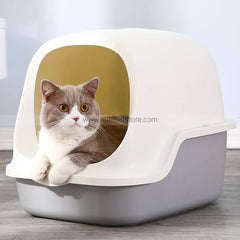 Extra Large Plastic Cat Litter Box with Cover & Scoop – Spacious & Easy to Clean