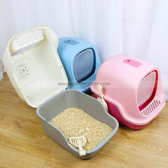 Extra Large Plastic Cat Litter Box with Cover & Scoop – Spacious & Easy to Clean