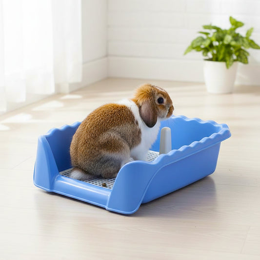 Rabbit Toilet Large High Fence Easy Clean Leaking Proof Wavy Pet Toilet for Medium Rabbit