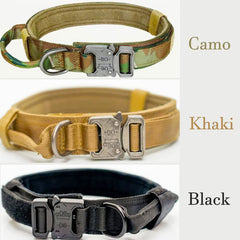 Heavy Duty Nylon Dog Collar with Handle – Adjustable Two-Layer Design with Metal Buckle & D-Ring for Medium & Large Dogs