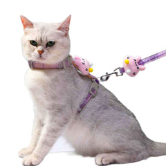 Cute Plaid Cat Harness and Leash Set Adjustable Rope Style for Outdoor Travel