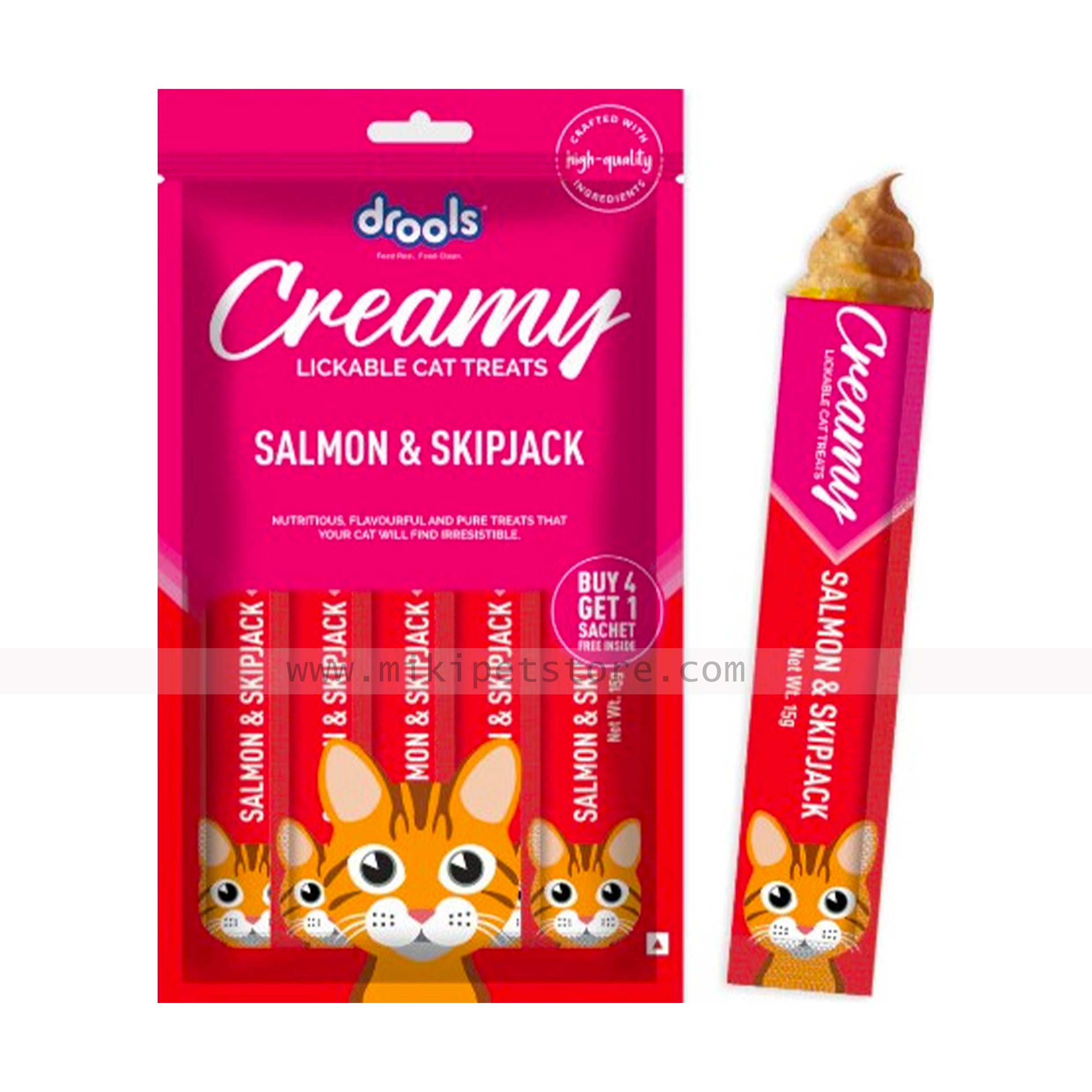 Drools Salmon & Skipjack Creamy Cat Treats-75gm