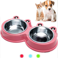 Stainless Steel Double Pet Bowl – Food and Water Dish for Cats and puppy