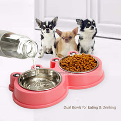 Stainless Steel Double Pet Bowl – Food and Water Dish for Cats and puppy