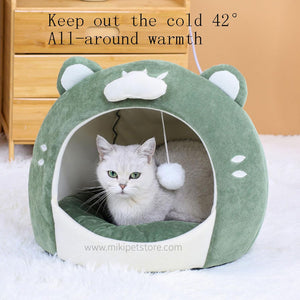 Green Cozy Pet Bed Cave and Cushion Kennel