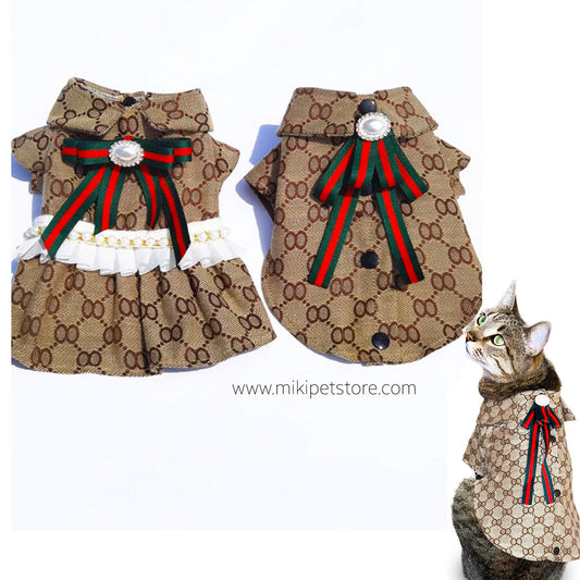 Couple Matching Pet Clothes - Luxury Summer Fashion Shirts & Dresses for Cats and Small Dogs