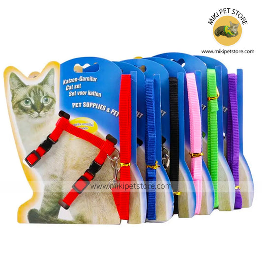 Adjustable Nylon Cat Harness & Leash Set – Secure & Comfortable pet Collar Belt