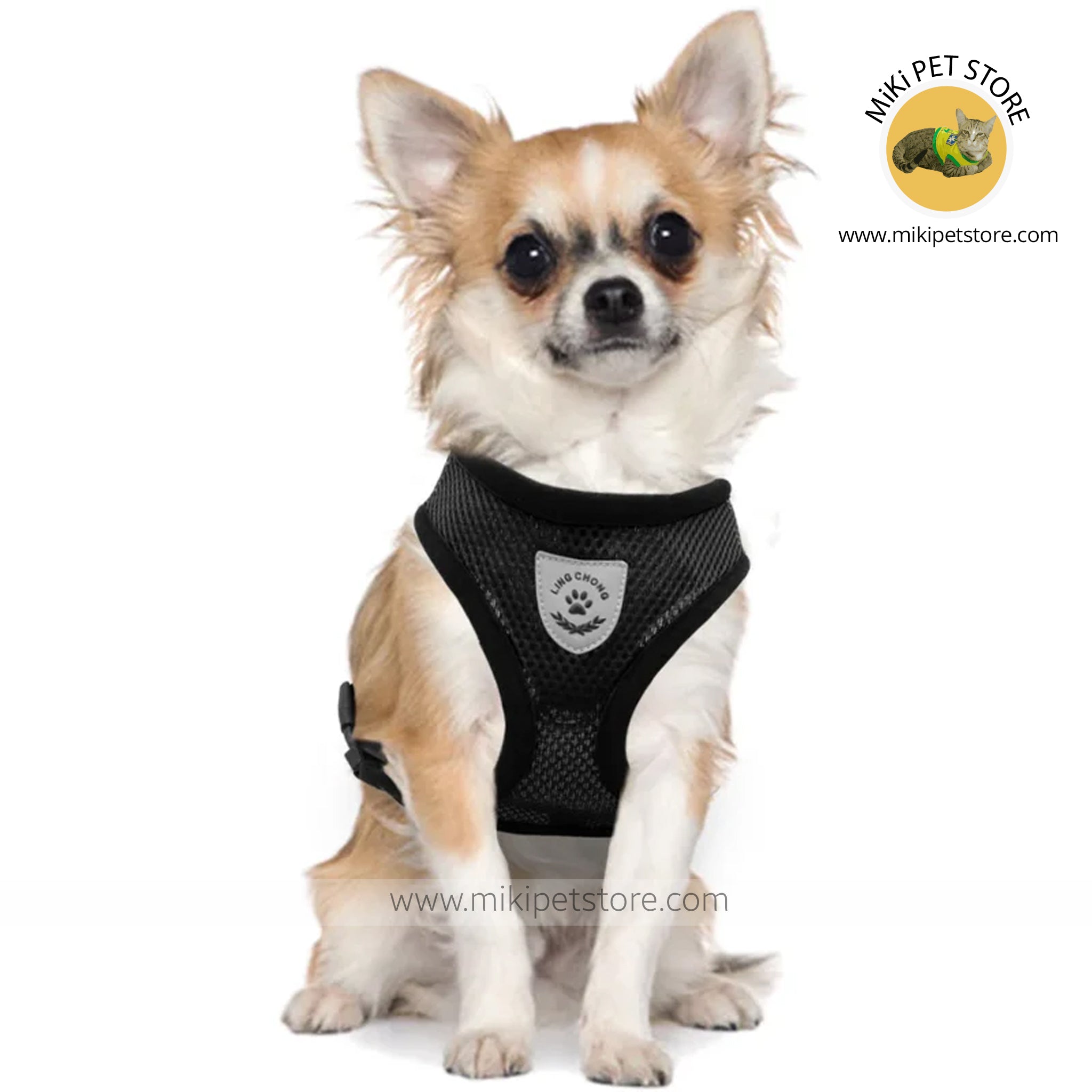 "Breathable Mesh Cat and Small Dog Harness with Leash – Adjustable, Reflective, and Comfortable for Safe Walks."