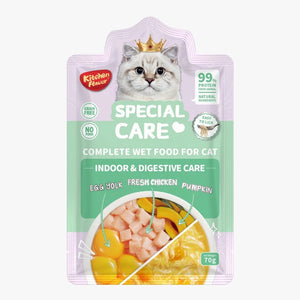 Kitchen Flavor Special Care Indoor & Digestive Care Complete Wet Cat Food Pouch for All Life Stages 70g