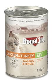 BonaCibo Adult Cat Canned Food Chicken & Turkey in Jelly 400g