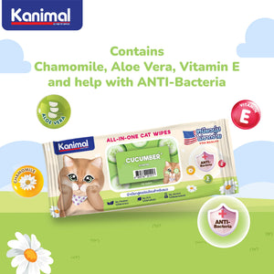 Kanimal Cat Wipes Cucumber Scent for cats (100 Sheets)
