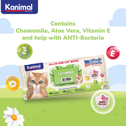 Kanimal Cat Wipes Cucumber Scent for cats (100 Sheets)