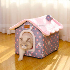 CozyFold Winter Cat House – Warm & Foldable Indoor Pet Bed for Dogs, Cats, Kittens, and Puppies