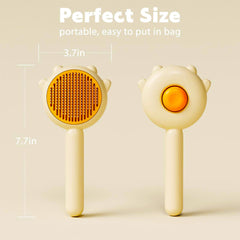 Compact and lightweight pet grooming brush shown in hand – easy to grip for daily use