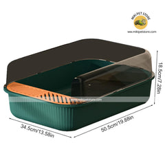 High-Sided Open Cat Litter Box – Anti-Splash, Easy-Clean with Sifting Scoop