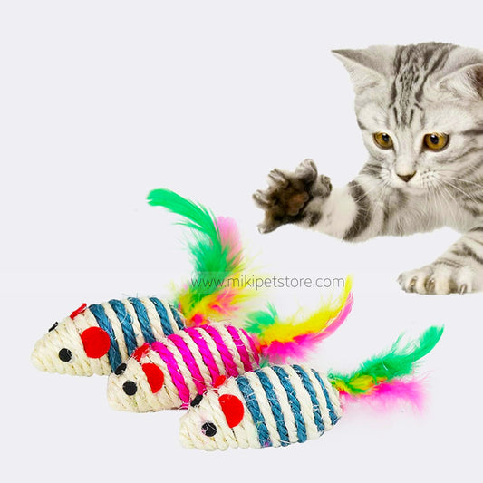Sisal Plush Mouse Cat Toy – Interactive, Scratch-Resistant Playing Toy for Kittens
