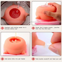 Food grade silicone kitten puppy milk nipple feeder pet kitty pacifier bowl feeder with 4 nipples