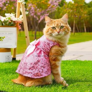 Pet Princess Dress Breathable Sequin Bow Summer Skirt