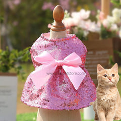 Pet Princess Dress - Breathable Sequin Bow Summer Skirt for Small Dogs & Cats