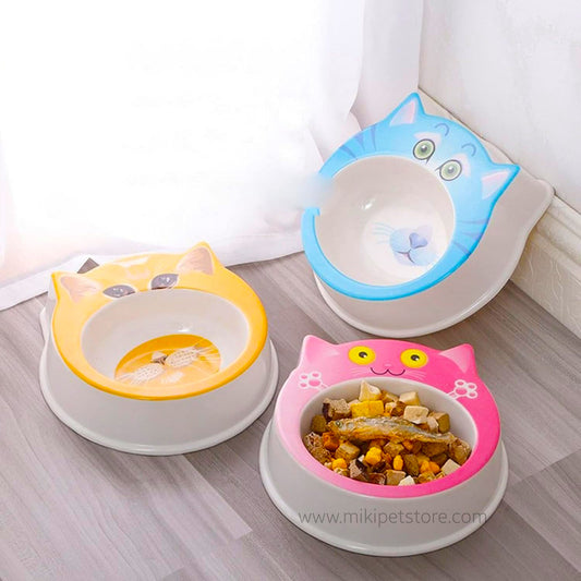 Cat Bowls Cute Pet Single Bowl Cat Face Pet Water Bowl