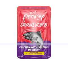 Pramy Carnivore Cat Pouch Chicken with Salmon in Gravy – 70g