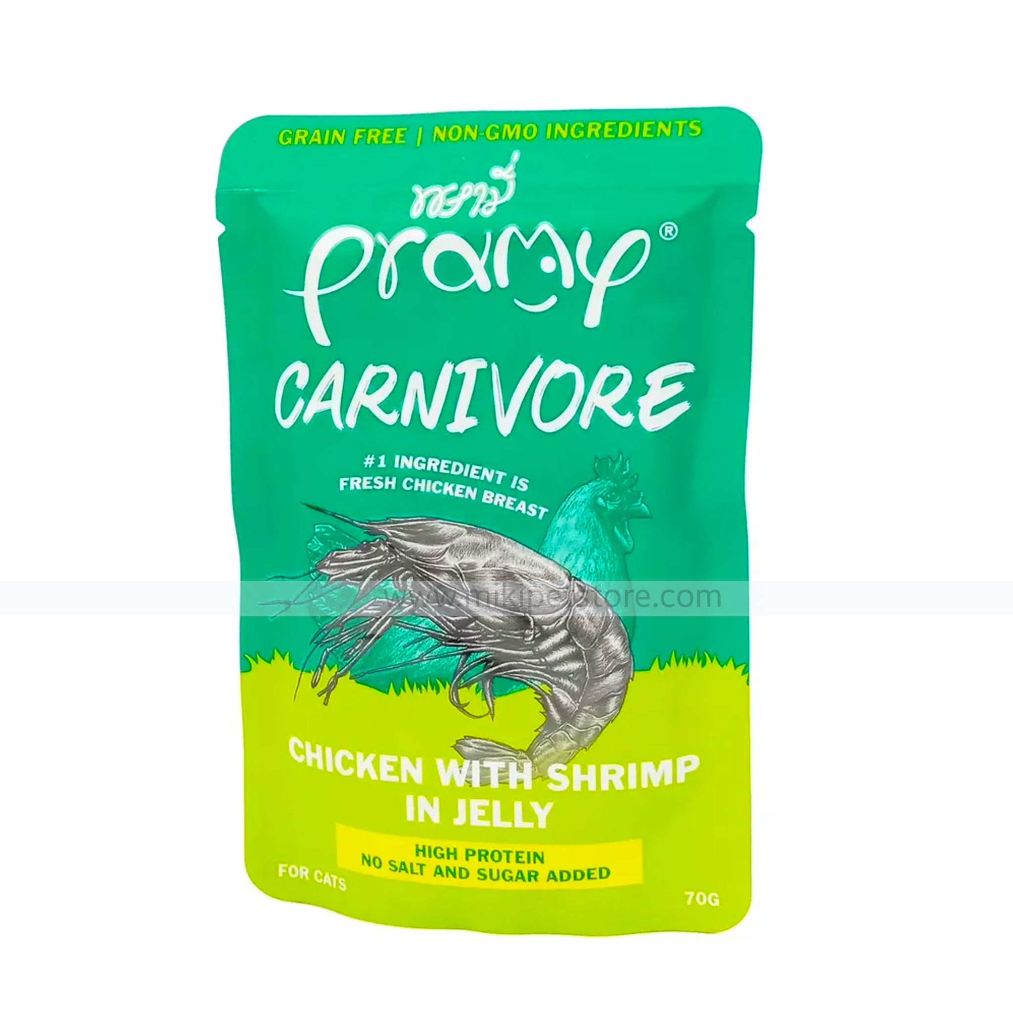 Pramy Carnivore Pouch Chicken with Shrimp in Jelly for All Cats 70gm