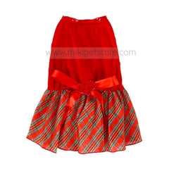 Pet Red Plaid Skirt Clothes For Cat & Puppies