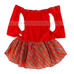 Pet Red Plaid Skirt Clothes For Cat & Puppies