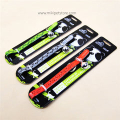 Reflective Footprints Cartoon Adjustable Pet Small Dog Cat Puppy Collar with Bells