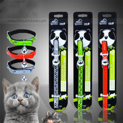 Reflective Footprints Cartoon Adjustable Pet Small Dog Cat Puppy Collar with Bells