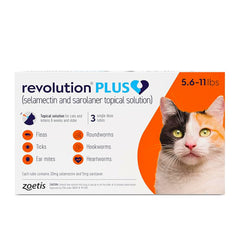 Revolution Plus Spot On (Selamectin and Sarolaner Topical Solution) for Cats 5.6–11 lbs (1 Pipe 2.6–5.0 kg) Orange 1 Tube