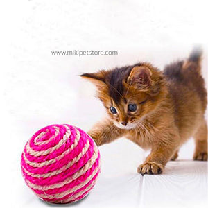 Natural Sisal Ball Chew Toy for Cats Rabbits and Small Pets