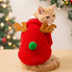 Christmas Fleece Sweatshirt for Pets – Skin-Friendly Warm Cat & Dog Winter Costume