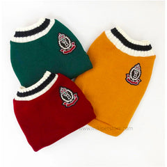 College Style Knitted Pet Sweater – V-Neck Vest for Small Dogs & Cats