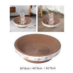 2 in 1 Cat Scratcher and Lounge Bed Round Cardboard Nest