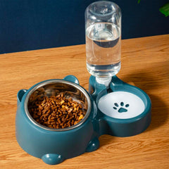 Double Pet Food Feeder Bowl Set Cat Food Dispenser for Cats and Dogs