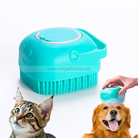 Dog & Cat Bath Brush, Soft Silicone Rubber Dog & Cat Grooming Brush