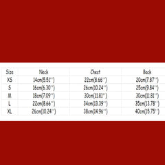 cat & dog dress size chart