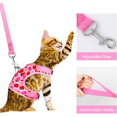 Cat Harness and Leash Set – Adjustable Vest Harness with Collar for Kittens, Puppies & Small Pets – Ideal for Outdoor Walking