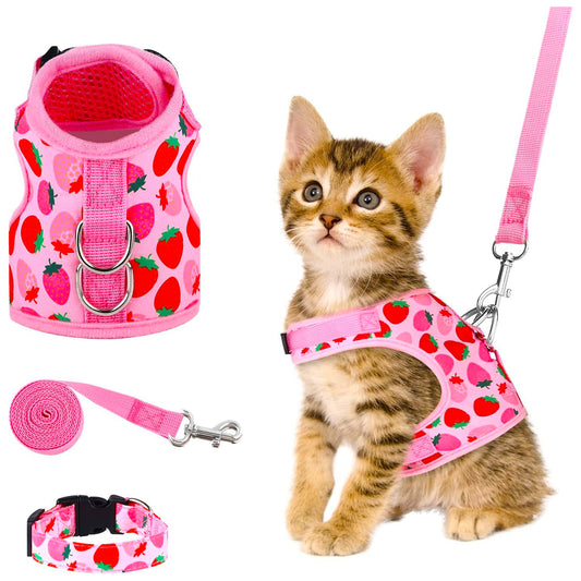 Cat Harness and Leash Set – Adjustable Vest Harness with Collar for Kittens, Puppies & Small Pets – Ideal for Outdoor Walking