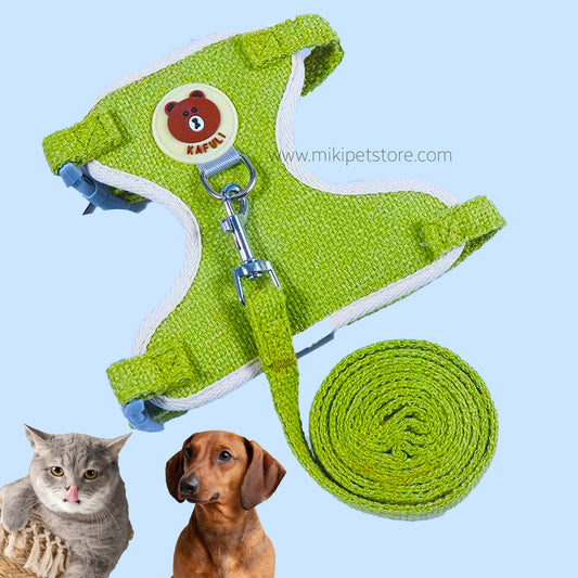 Adjustable Cartoon Bear Harness and Leash Set for Small Dogs and Cats