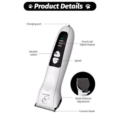 Low Noise Ceramic Automatic Portable USB Rechargeable Electric Cordless Small Grooming Trimmer for Dog & Cat
