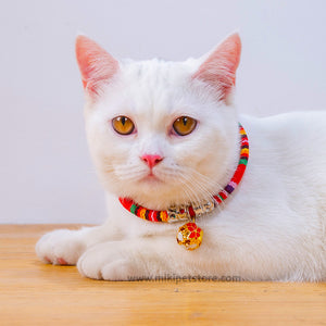 Japanese Style Cat Collars with Bell Adjustable Collars for Cats & Puppies