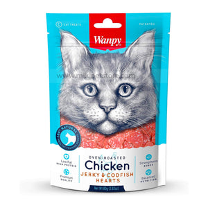 Wanpy Chicken Jerky and Codfish Heart for Cat 80g