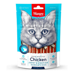 Wanpy Chicken Jerky and Codfish Sandwiches for Cats 80g