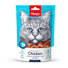 Wanpy Chicken Jerky and Codfish Sushi Cat Treat 80 gm