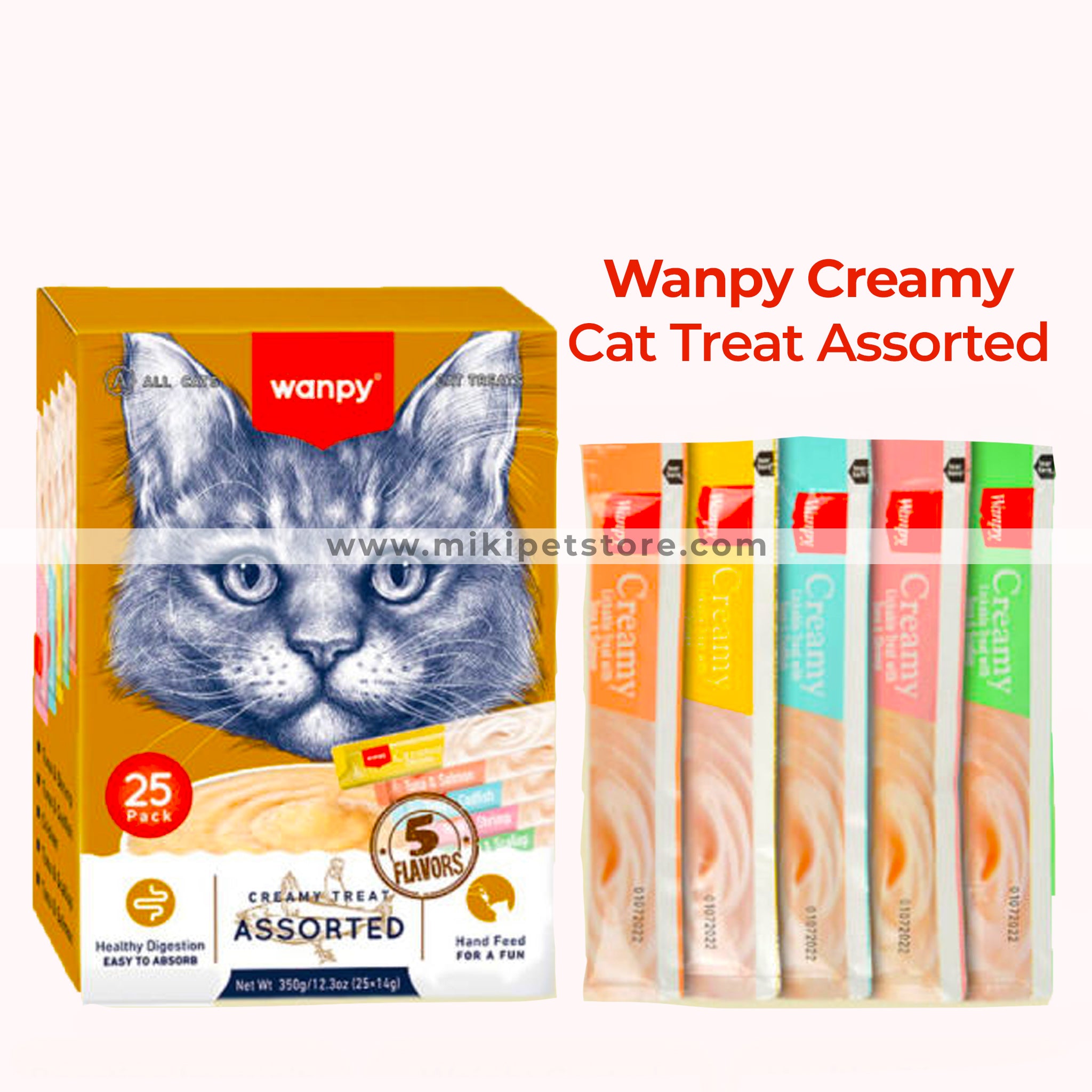 Wanpy Cat Creamy Lickable Treat Assorted Flavour- 14GX25