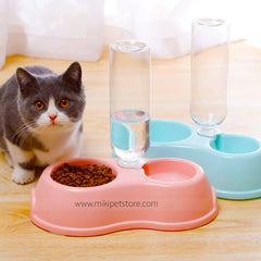2-in-1 Pet Food & Water Bowl with Built-in Bottle – Feeding Bowl Set