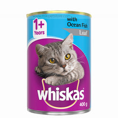 WHISKAS Wet Cat Food with Ocean Fish Loaf 400g Can